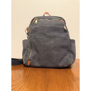 Gray Canvas Women’s Backpack with Tan Accents
